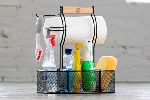 Superior Trading Co. Stainless Steel Caddy Organizer — Kitchen Organization, Condiment Caddy & BBQ Caddy — Utensil, Picnic, Grill & Camping Accessories — Paper Towel Cleaning Caddy, Bathroom Organizer