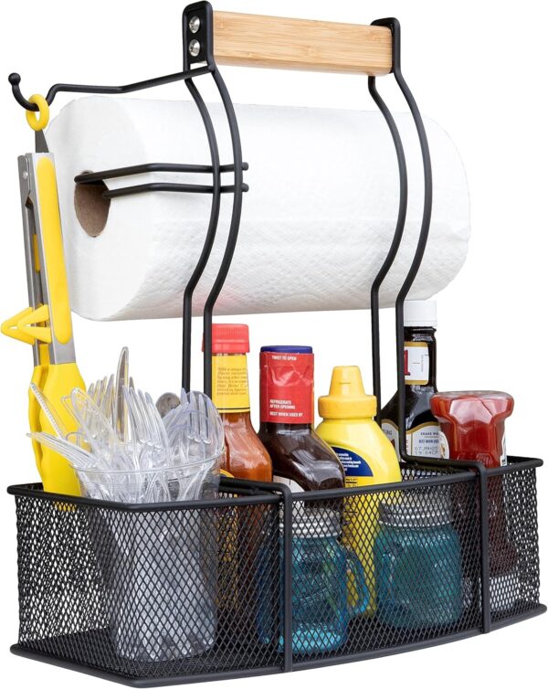 Superior Trading Co. Stainless Steel Caddy Organizer — Kitchen Organization, Condiment Caddy & BBQ Caddy — Utensil, Picnic, Grill & Camping Accessories — Paper Towel Cleaning Caddy, Bathroom Organizer