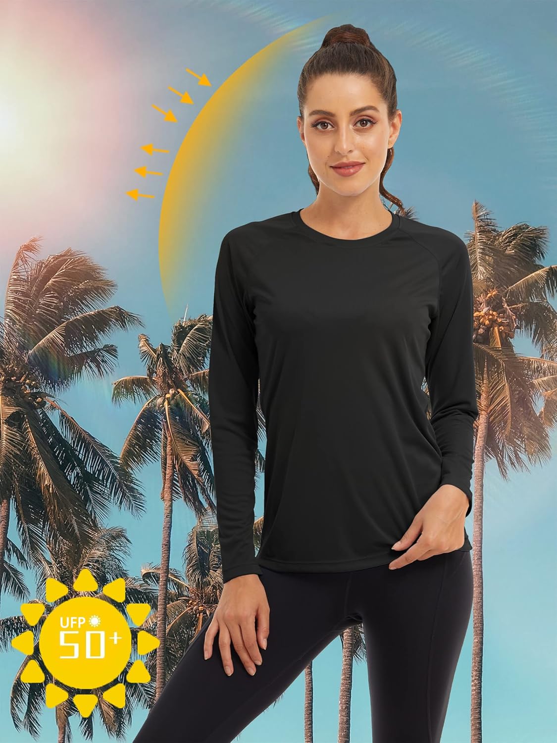 TACVASEN Women's Sun Protection Shirt UPF 50+ Long Sleeve Hiking Running Sport Workout Rash Guards Tops