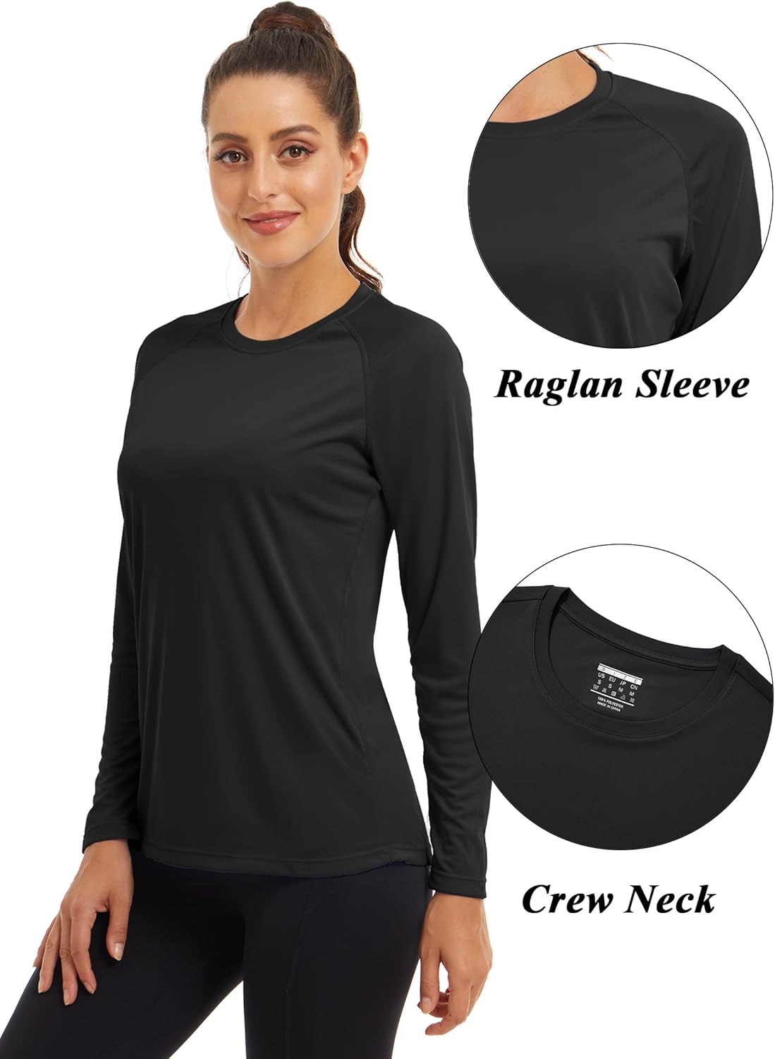 TACVASEN Women's Sun Protection Shirt UPF 50+ Long Sleeve Hiking Running Sport Workout Rash Guards Tops