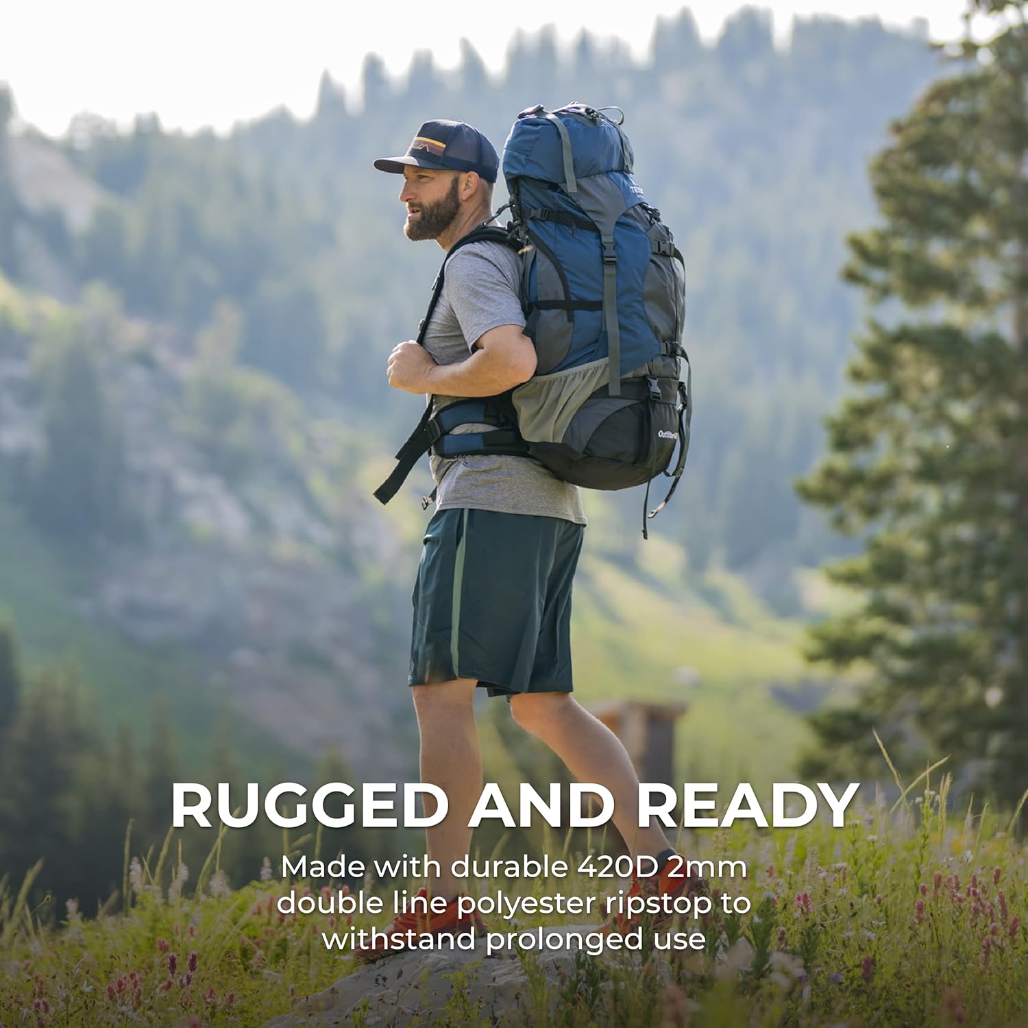 TETON Sports Outfitter 4600 Ultralight Internal Frame High-Performance Backpack for Hiking, Camping, Travel, and Outdoor Activities; 75L, Blue