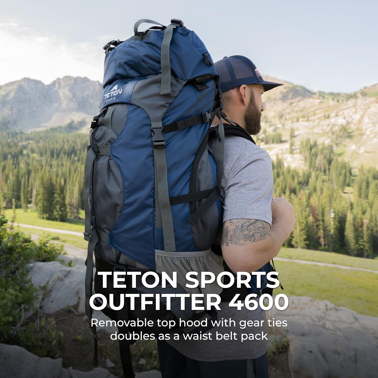 TETON Sports Outfitter 4600 Ultralight Internal Frame High-Performance Backpack for Hiking, Camping, Travel, and Outdoor Activities; 75L, Blue