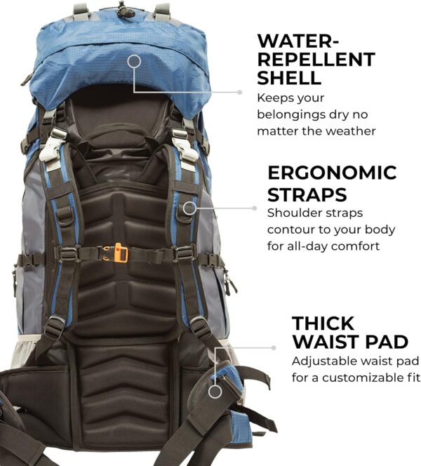 TETON Sports Outfitter 4600 Ultralight Internal Frame High-Performance Backpack for Hiking, Camping, Travel, and Outdoor Activities; 75L, Blue
