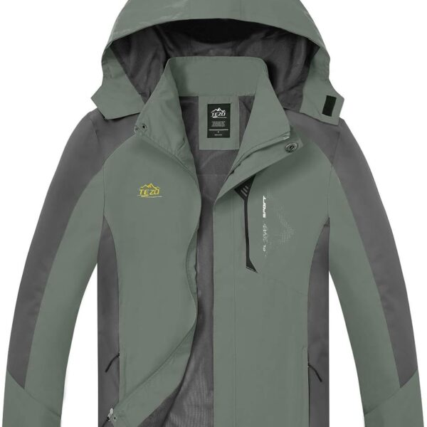 TEZO Mens Rain Jacket Waterproof with Hooded Hiking Coat Lightweight Windbreaker