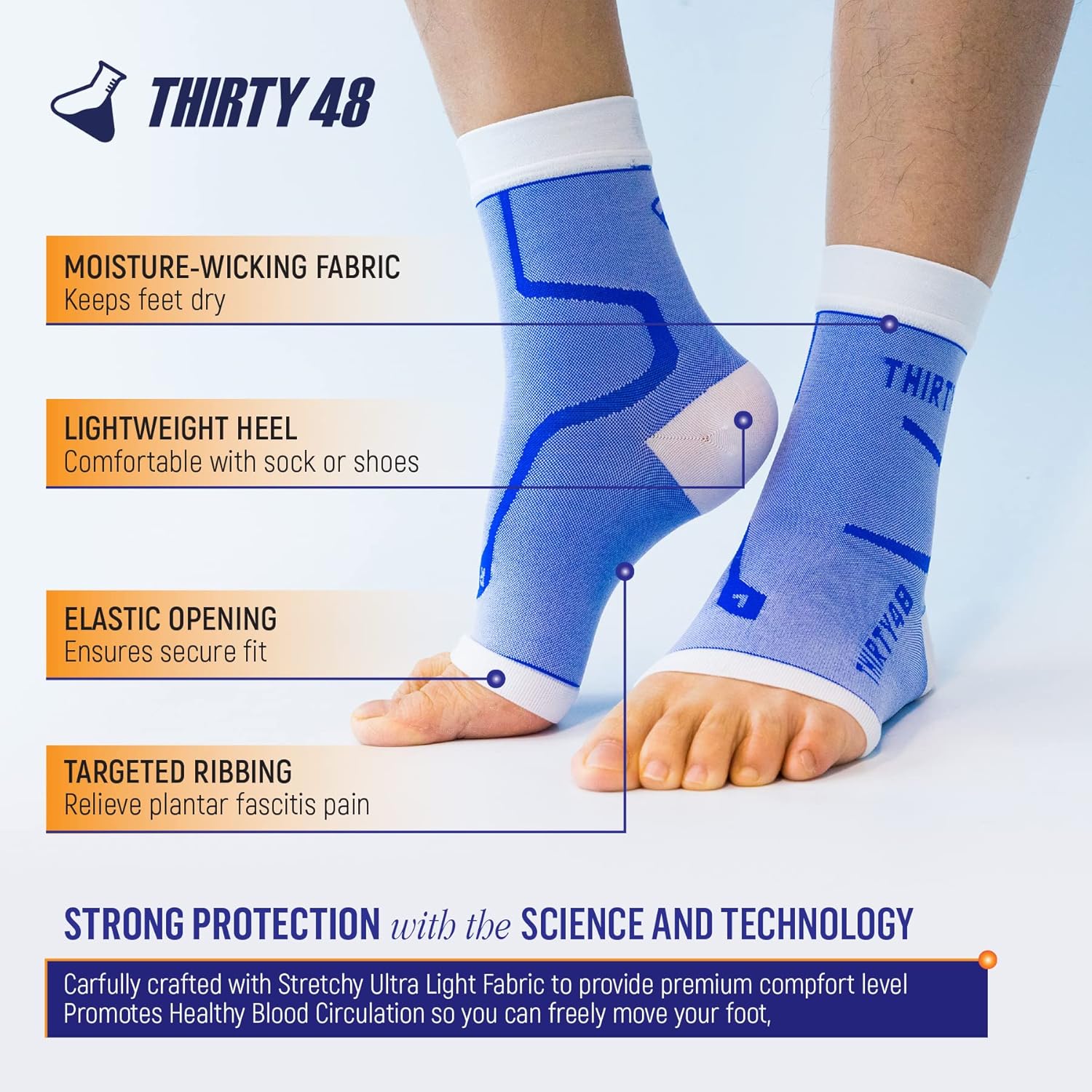 Thirty48 Plantar Fasciitis Compression Socks(1 or 2 Pairs), 20-30 mmHg Foot Compression Sleeves for Ankle\/Heel Support, Increase Blood Circulation, Relieve Arch Pain, Reduce Foot Swelling