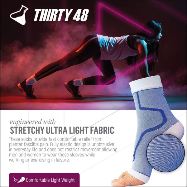 Thirty48 Plantar Fasciitis Compression Socks(1 or 2 Pairs), 20-30 mmHg Foot Compression Sleeves for Ankle\/Heel Support, Increase Blood Circulation, Relieve Arch Pain, Reduce Foot Swelling