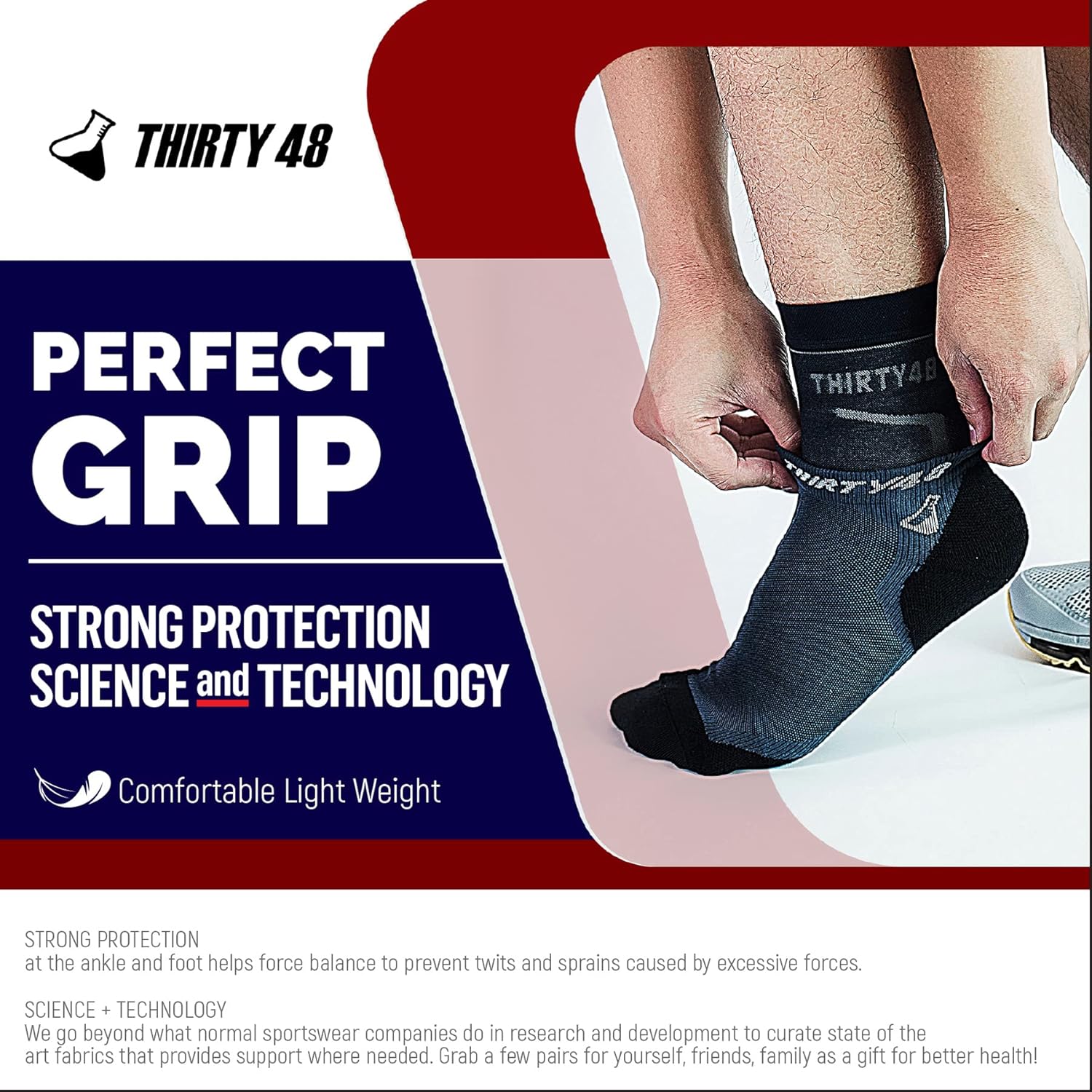 Thirty48 Plantar Fasciitis Compression Socks(1 or 2 Pairs), 20-30 mmHg Foot Compression Sleeves for Ankle\/Heel Support, Increase Blood Circulation, Relieve Arch Pain, Reduce Foot Swelling