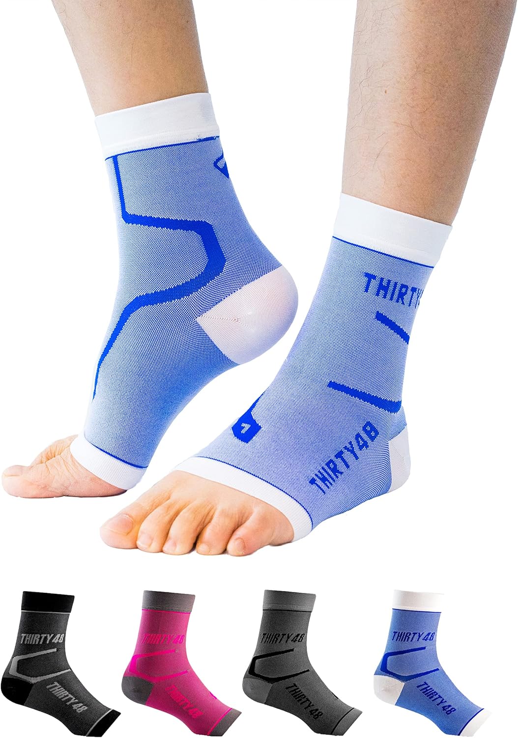 Thirty48 Plantar Fasciitis Compression Socks(1 or 2 Pairs), 20-30 mmHg Foot Compression Sleeves for Ankle\/Heel Support, Increase Blood Circulation, Relieve Arch Pain, Reduce Foot Swelling