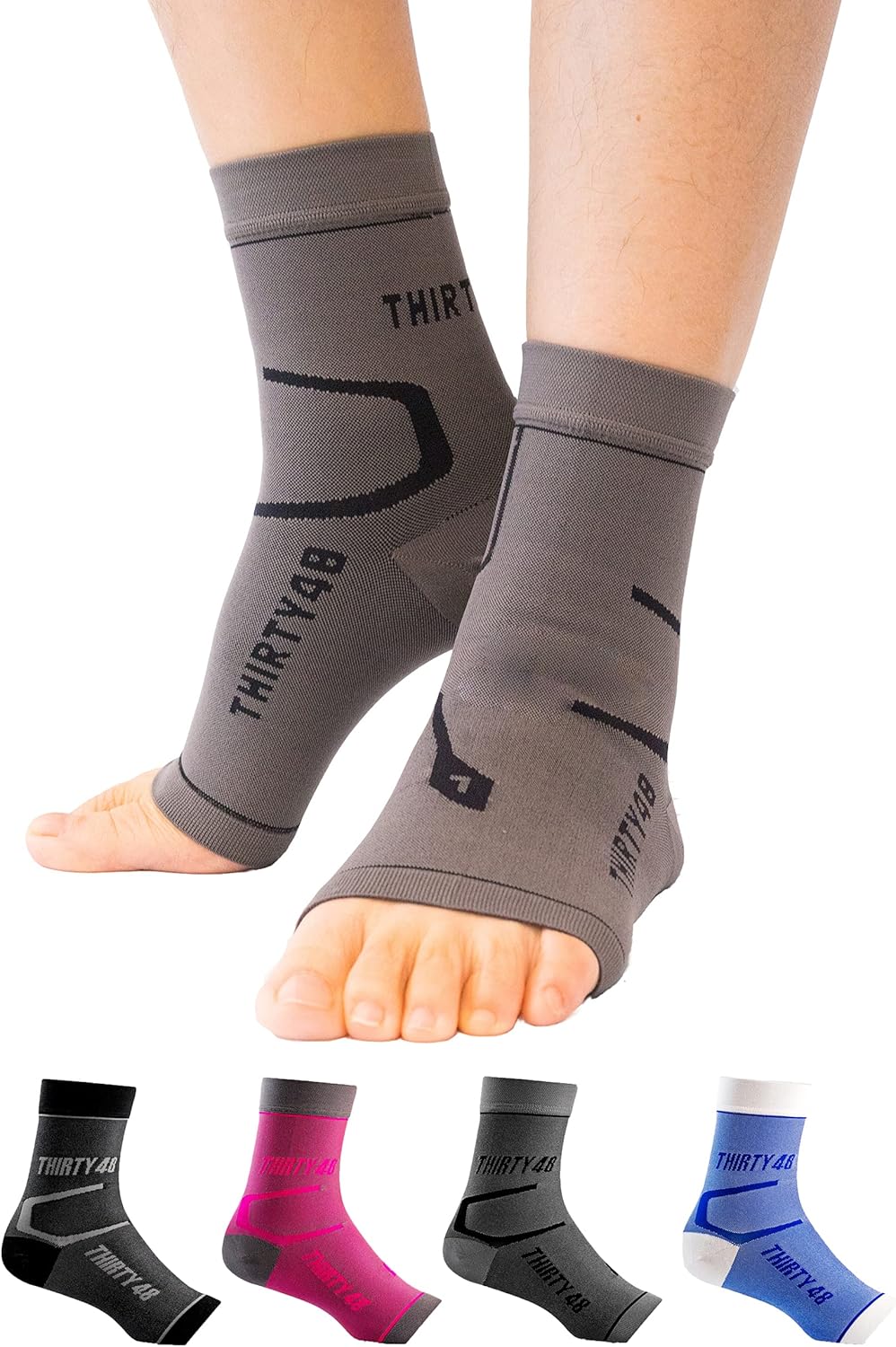 Thirty48 Plantar Fasciitis Compression Socks(1 or 2 Pairs), 20-30 mmHg Foot Compression Sleeves for Ankle\/Heel Support, Increase Blood Circulation, Relieve Arch Pain, Reduce Foot Swelling