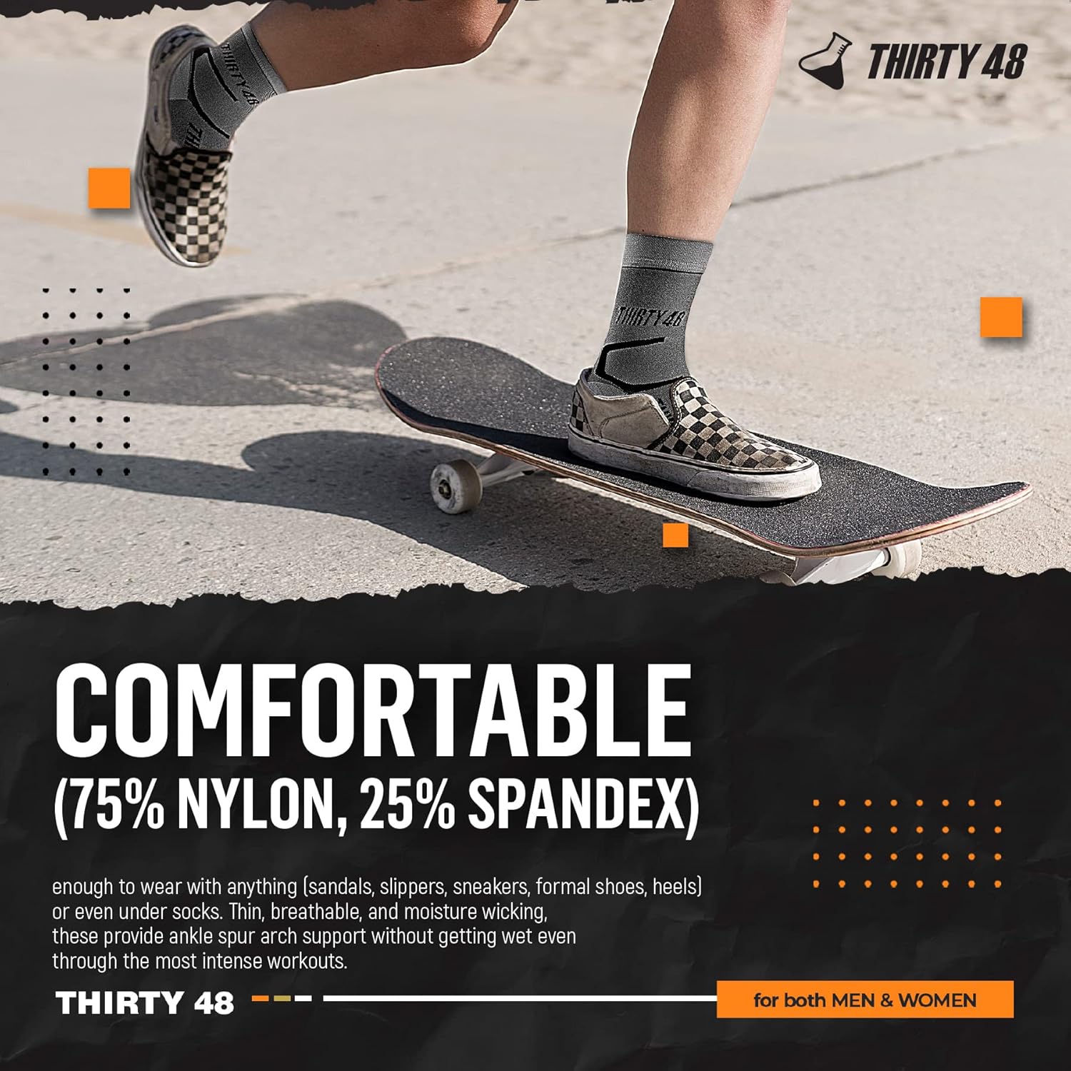 Thirty48 Plantar Fasciitis Compression Socks(1 or 2 Pairs), 20-30 mmHg Foot Compression Sleeves for Ankle\/Heel Support, Increase Blood Circulation, Relieve Arch Pain, Reduce Foot Swelling