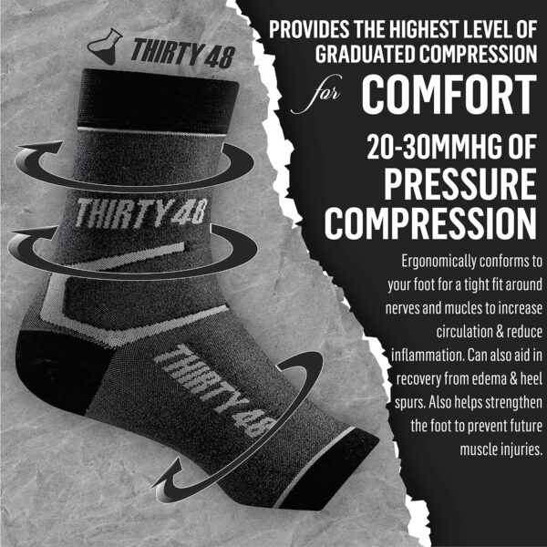 Thirty48 Plantar Fasciitis Compression Socks(1 or 2 Pairs), 20-30 mmHg Foot Compression Sleeves for Ankle\/Heel Support, Increase Blood Circulation, Relieve Arch Pain, Reduce Foot Swelling