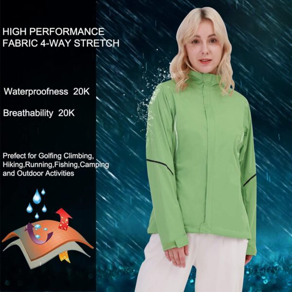 TOWN&FIELD Golf Rain Jacket for Women Waterproof, Breathable, Windbreaker Rain Coat for Running Hiking Cycling
