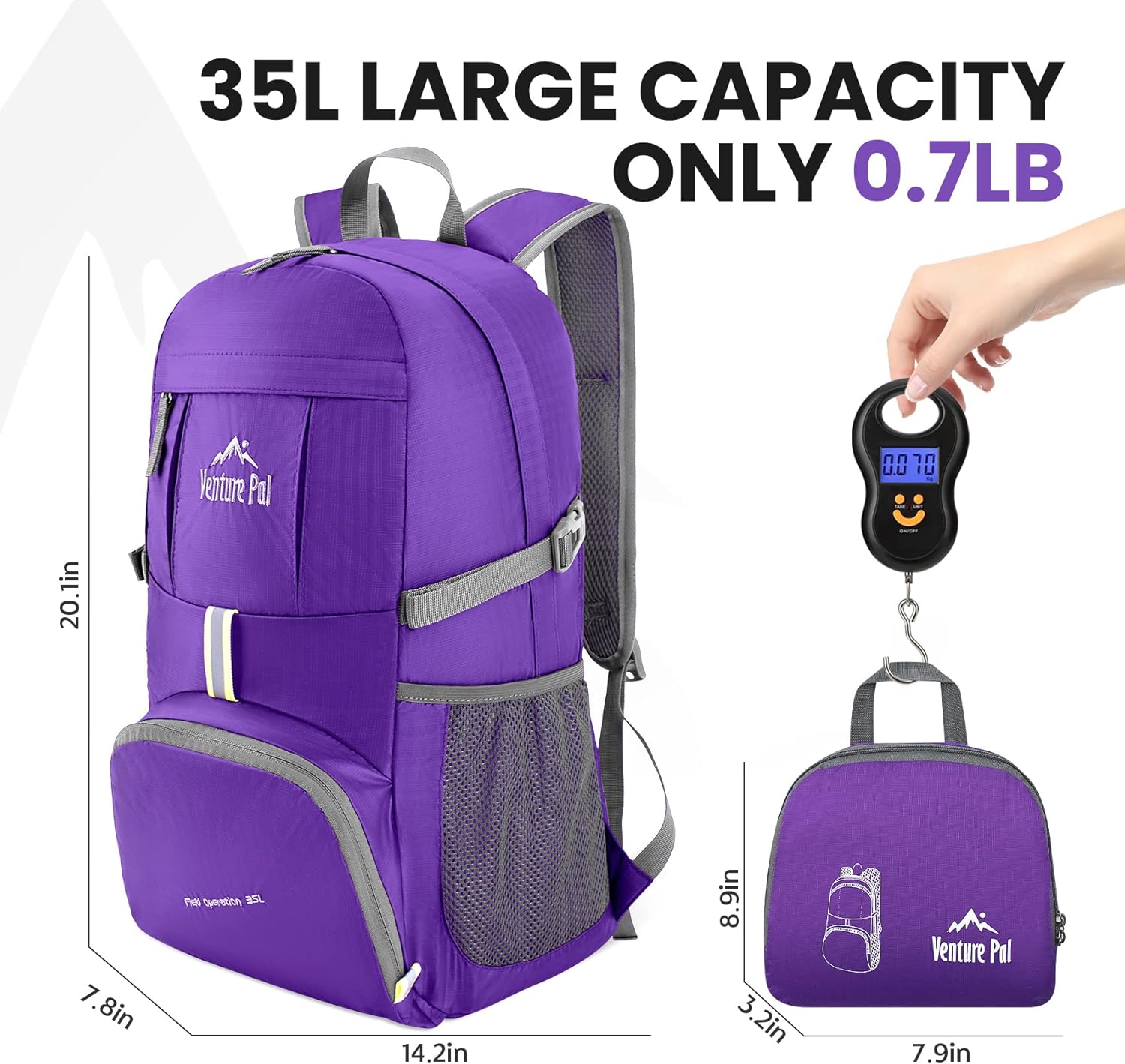 Venture Pal 35L Ultralight Lightweight Packable Foldable Travel Camping Hiking Outdoor Sports Backpack Daypack