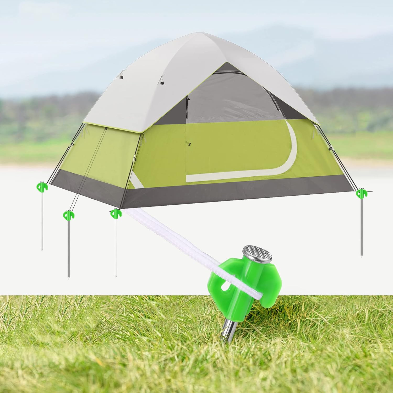 VILLEY 10" Tent Stakes Heavy Duty Galvanized Camping Stakes Accessories, with Storage Bag