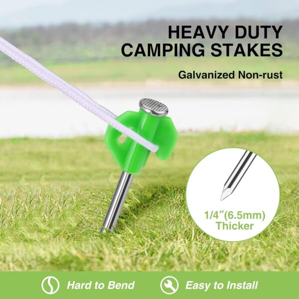 VILLEY 10" Tent Stakes Heavy Duty Galvanized Camping Stakes Accessories, with Storage Bag
