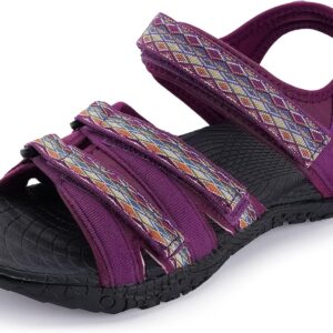 WHITIN Women\u2019s Hiking Sandals with Arch Support | Adjustable Hook and Loop Straps | Durable Sport Sandals for Outdoor Adventure