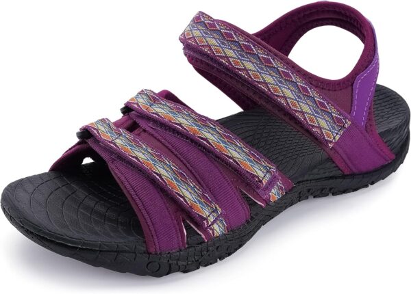 WHITIN Women\u2019s Hiking Sandals with Arch Support | Adjustable Hook and Loop Straps | Durable Sport Sandals for Outdoor Adventure