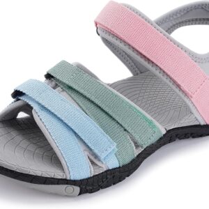 WHITIN Women\u2019s Hiking Sandals with Arch Support | Adjustable Hook and Loop Straps | Durable Sport Sandals for Outdoor Adventure