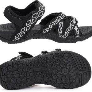 WHITIN Women\u2019s Hiking Sandals with Arch Support | Adjustable Hook and Loop Straps | Durable Sport Sandals for Outdoor Adventure