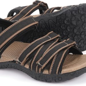 WHITIN Women\u2019s Hiking Sandals with Arch Support | Adjustable Hook and Loop Straps | Durable Sport Sandals for Outdoor Adventure