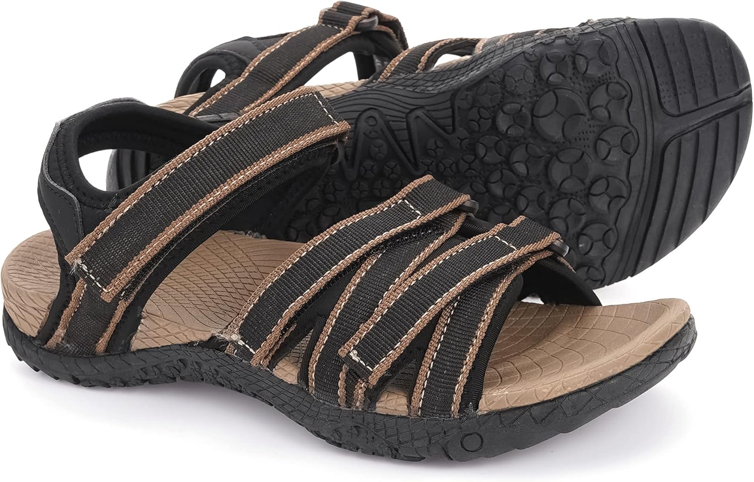 WHITIN Women\u2019s Hiking Sandals with Arch Support | Adjustable Hook and Loop Straps | Durable Sport Sandals for Outdoor Adventure