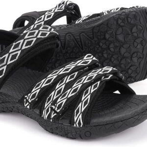 WHITIN Women\u2019s Hiking Sandals with Arch Support | Adjustable Hook and Loop Straps | Durable Sport Sandals for Outdoor Adventure