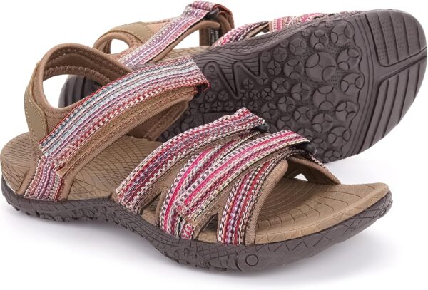 WHITIN Women\u2019s Hiking Sandals with Arch Support | Adjustable Hook and Loop Straps | Durable Sport Sandals for Outdoor Adventure