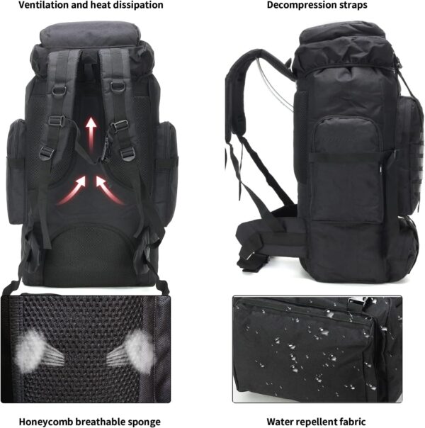 WintMing 70L Camping Hiking Backpack Molle Rucksack Waterproof Traveling Daypack