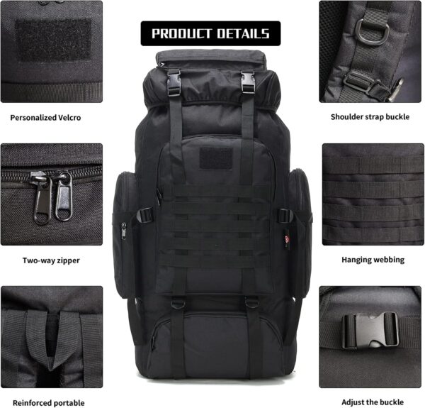 WintMing 70L Camping Hiking Backpack Molle Rucksack Waterproof Traveling Daypack