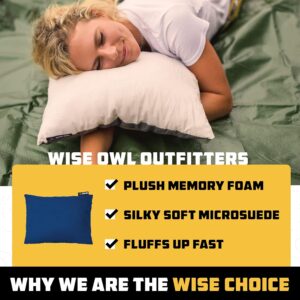 Wise Owl Outfitters Memory Foam Pillow - Travel Pillow, Camping and Travel Accessories - Compressible Camping Pillow - Blue, Small (Pack of 1)