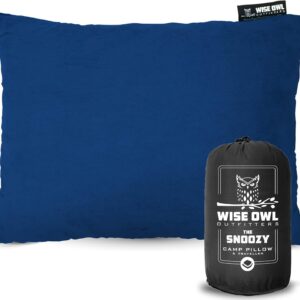 Wise Owl Outfitters Memory Foam Pillow - Travel Pillow, Camping and Travel Accessories - Compressible Camping Pillow - Blue, Small (Pack of 1)