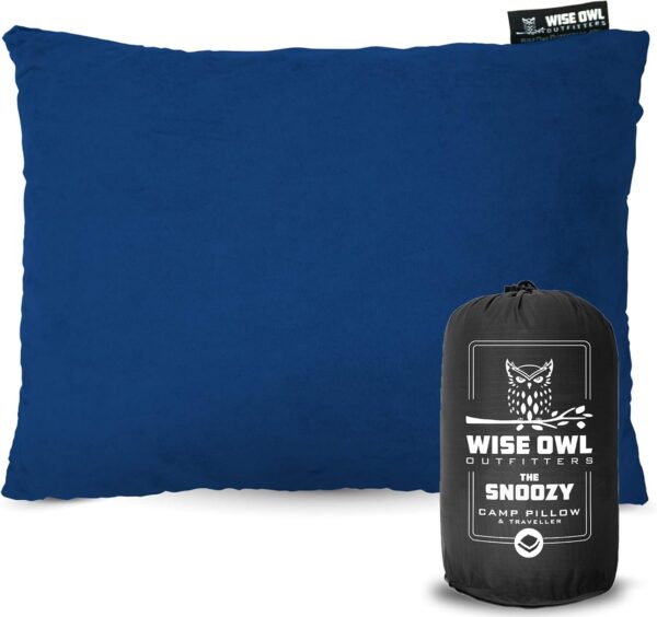 Wise Owl Outfitters Memory Foam Pillow - Travel Pillow, Camping and Travel Accessories - Compressible Camping Pillow - Blue, Small (Pack of 1)