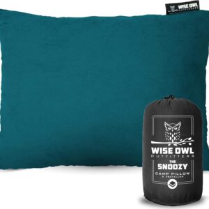 Wise Owl Outfitters Memory Foam Pillow - Travel Pillow, Camping and Travel Accessories - Compressible Camping Pillow - Blue, Small (Pack of 1)