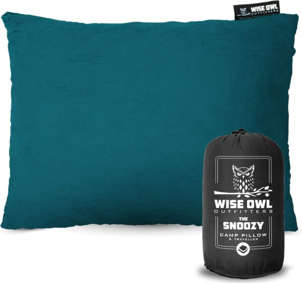 Wise Owl Outfitters Memory Foam Pillow - Travel Pillow, Camping and Travel Accessories - Compressible Camping Pillow - Blue, Small (Pack of 1)
