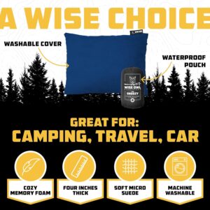 Wise Owl Outfitters Memory Foam Pillow - Travel Pillow, Camping and Travel Accessories - Compressible Camping Pillow - Blue, Small (Pack of 1)