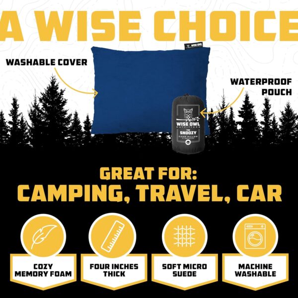 Wise Owl Outfitters Memory Foam Pillow - Travel Pillow, Camping and Travel Accessories - Compressible Camping Pillow - Blue, Small (Pack of 1)