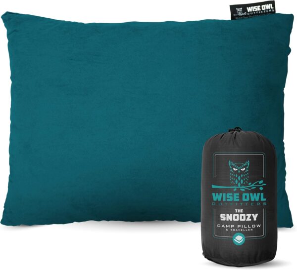 Wise Owl Outfitters Memory Foam Pillow - Travel Pillow, Camping and Travel Accessories - Compressible Camping Pillow - Blue, Small (Pack of 1)