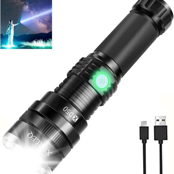 XURLEQ Rechargeable Flashlights 710000 High Lumens LED, Zoomable Tactical Flashlight with 2 Modes, Waterproof Brightest Flashlights for Emergencies and Outdoor Use, Hiking Camping Accessories