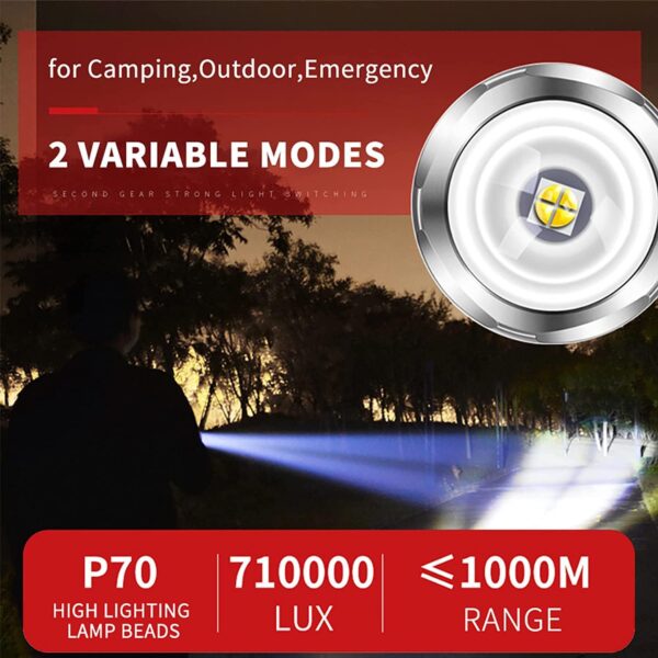 XURLEQ Rechargeable Flashlights 710000 High Lumens LED, Zoomable Tactical Flashlight with 2 Modes, Waterproof Brightest Flashlights for Emergencies and Outdoor Use, Hiking Camping Accessories
