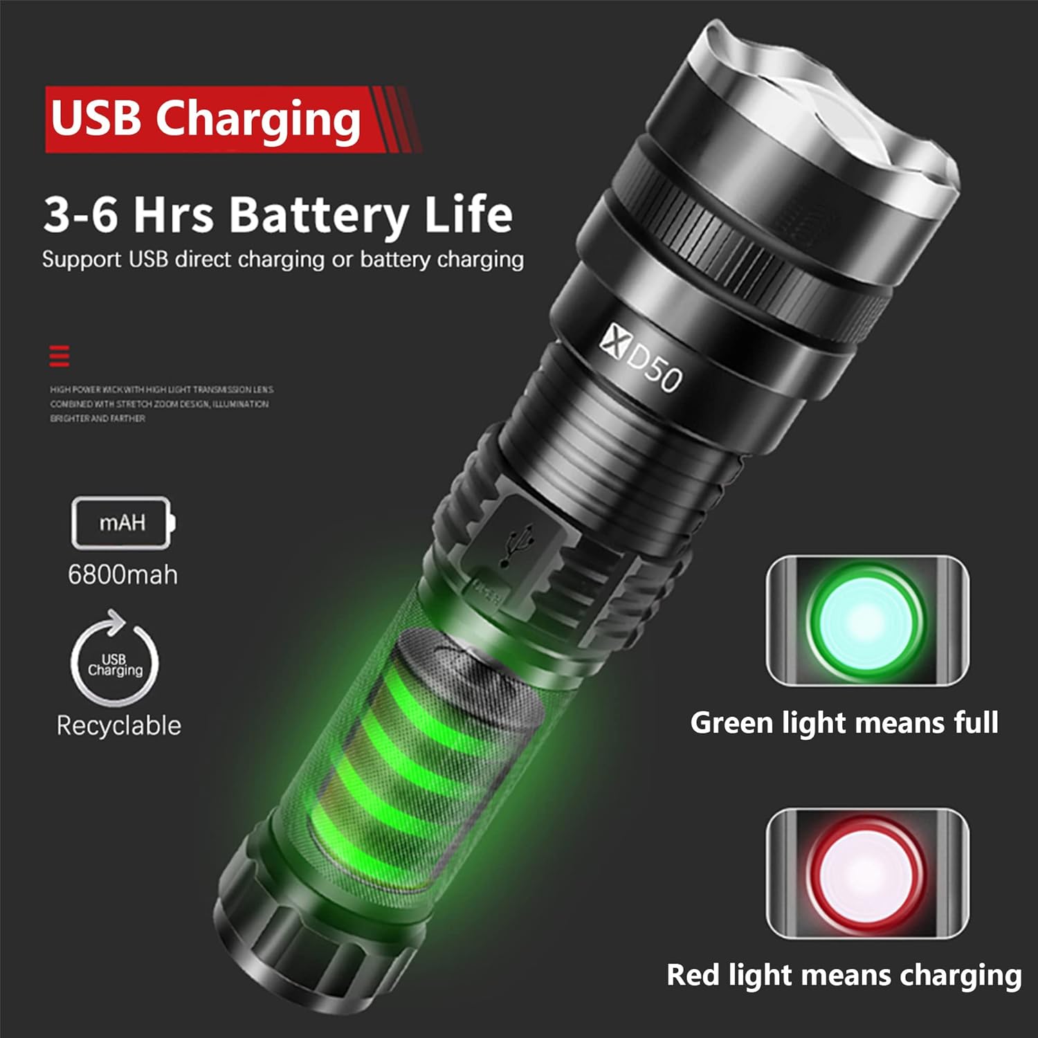 XURLEQ Rechargeable Flashlights 710000 High Lumens LED, Zoomable Tactical Flashlight with 2 Modes, Waterproof Brightest Flashlights for Emergencies and Outdoor Use, Hiking Camping Accessories